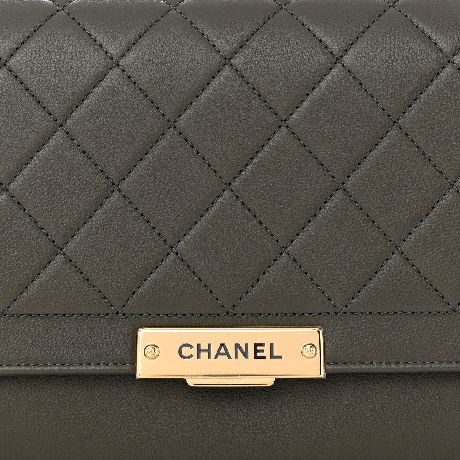 Chanel Grained Calfskin Quilted Medium Label Click Flap Bag Khaki 8 of 11