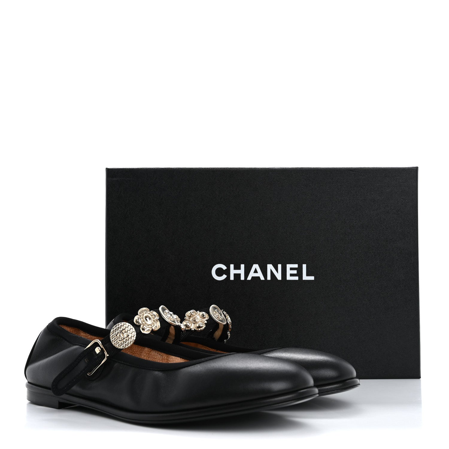 Chanel Lambskin Charm Mary Jane Flats 39 Black 10 of 10