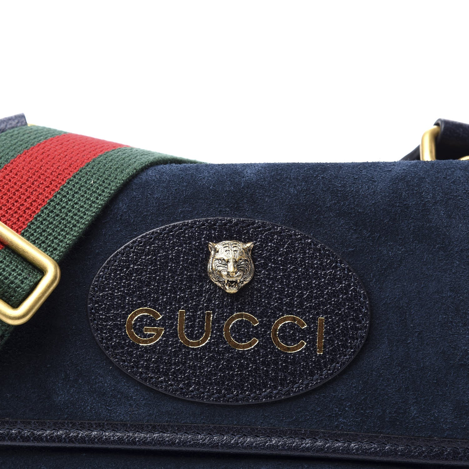 Gucci Suede Web Small Neo Vintage Double Flap Messenger Bag Blue 11 of 11