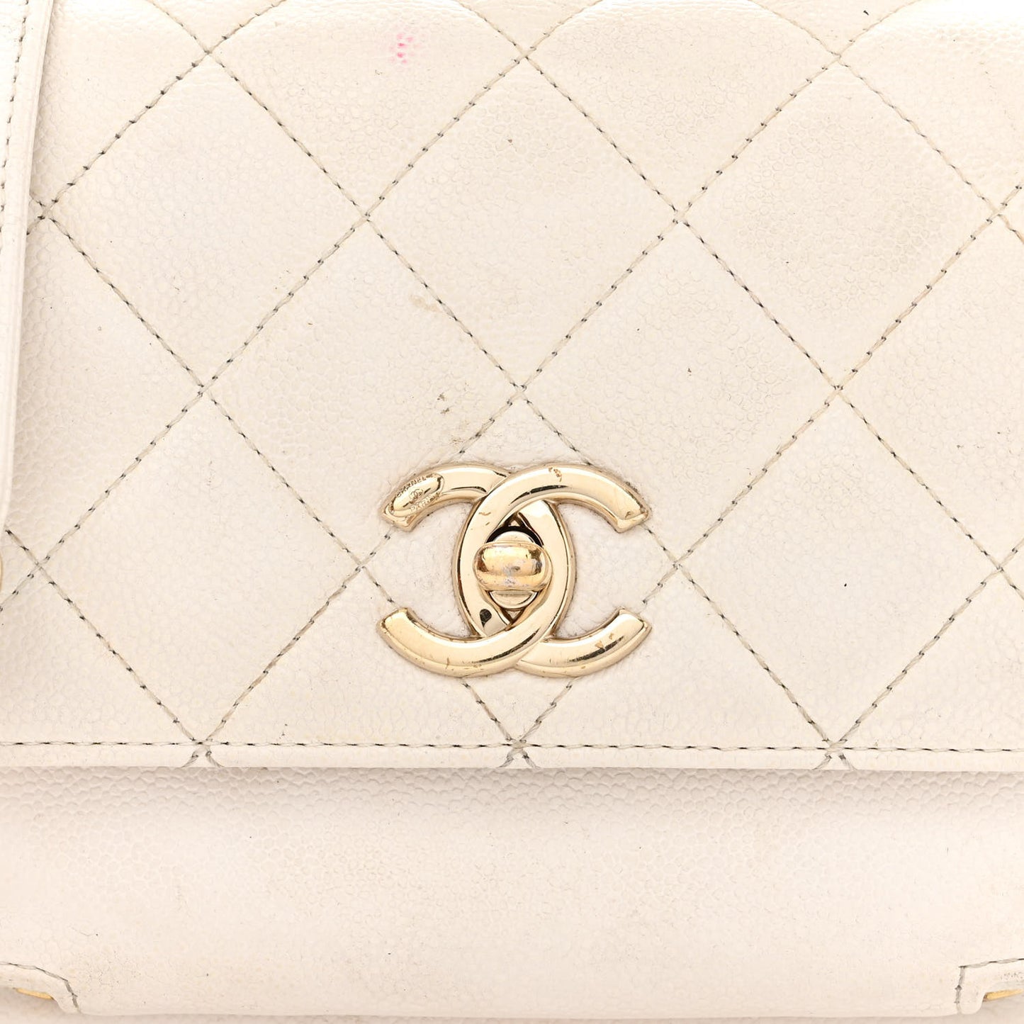 Caviar Quilted Small Business Affinity Flap White
