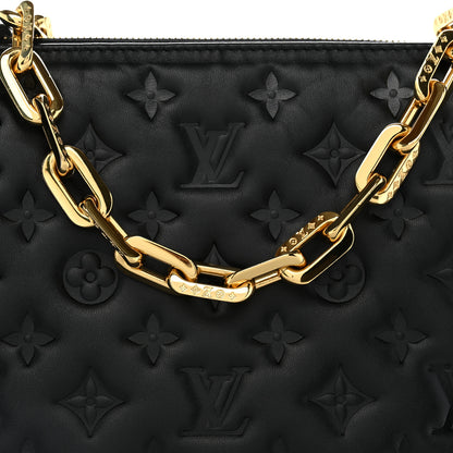 Louis Vuitton Lambskin Embossed Monogram Coussin PM Black 7 of 9