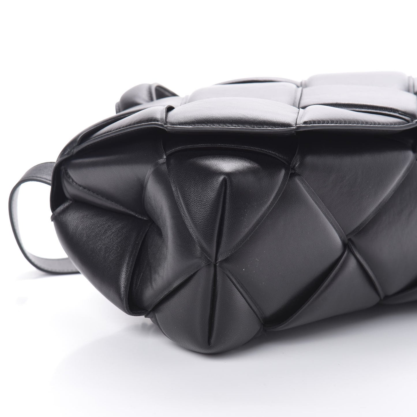 Nappa Intreccio Padded Top Handle Shoulder Bag Black