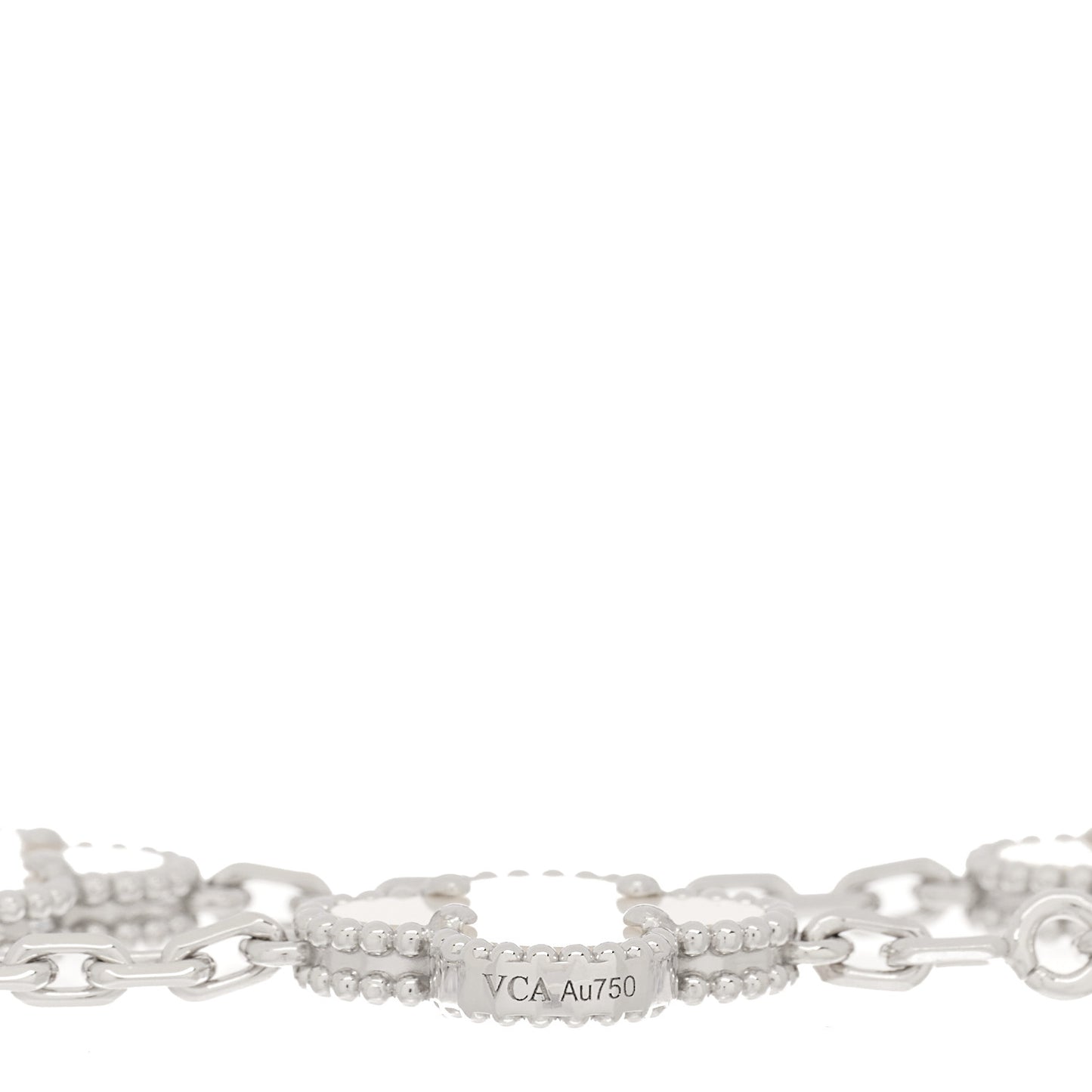 18K White Gold Mother of Pearl 5 Motifs Vintage Alhambra Bracelet