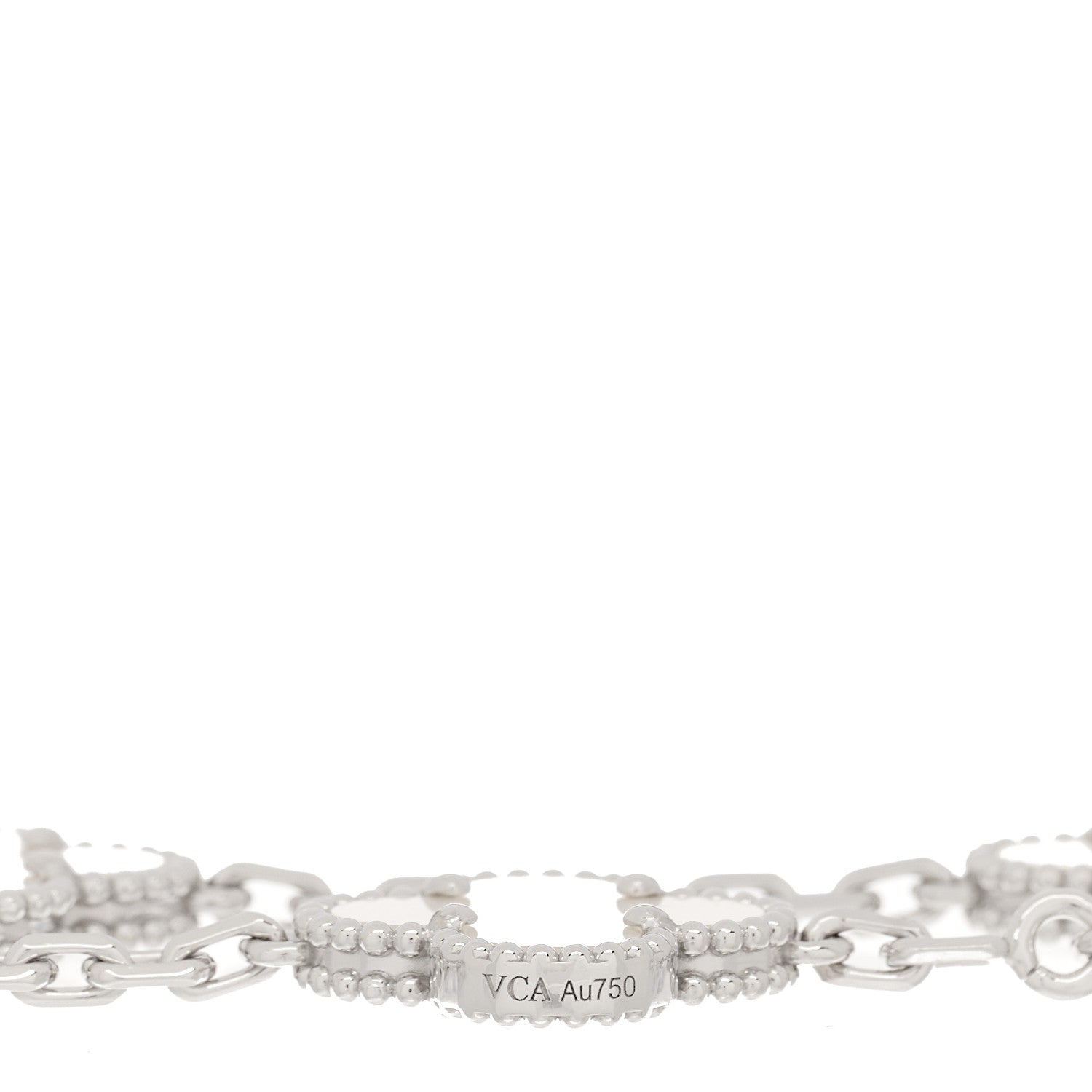 Van Cleef & Arpels 18K White Gold Mother of Pearl 5 Motifs Vintage Alhambra Bracelet 4 of 5