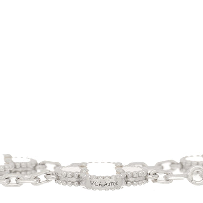 Van Cleef & Arpels 18K White Gold Mother of Pearl 5 Motifs Vintage Alhambra Bracelet 4 of 5