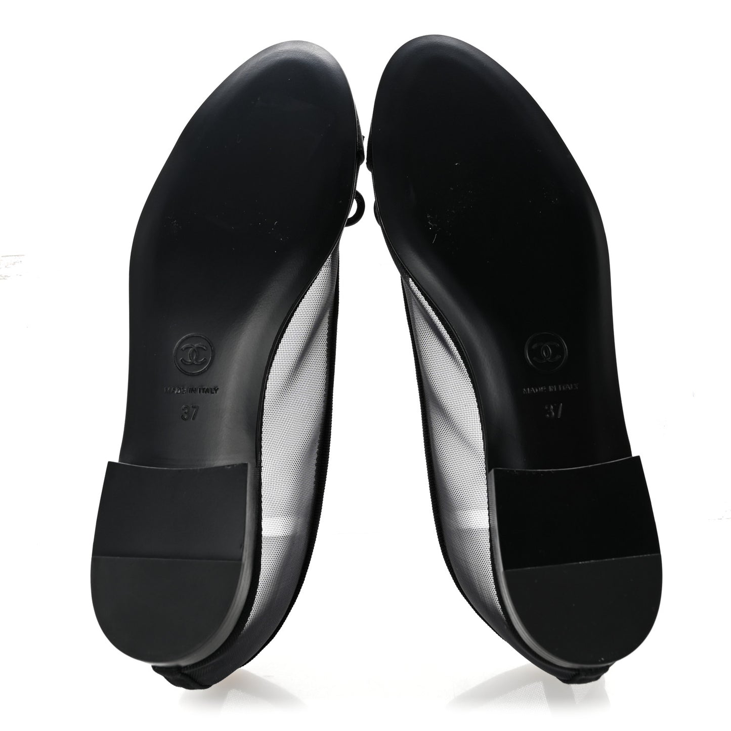 Mesh Grosgrain CC Cap Toe Ballerina Flats 37 Black