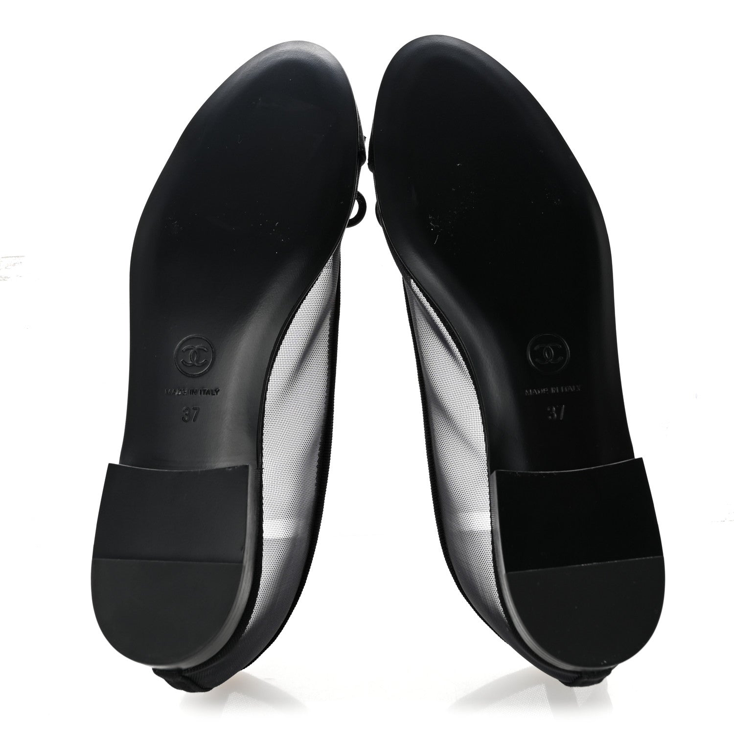 Chanel Mesh Grosgrain CC Cap Toe Ballerina Flats 37 Black 6 of 10
