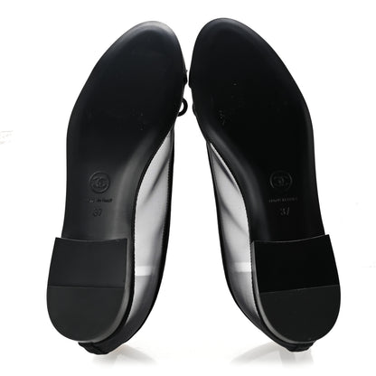Chanel Mesh Grosgrain CC Cap Toe Ballerina Flats 37 Black 6 of 10