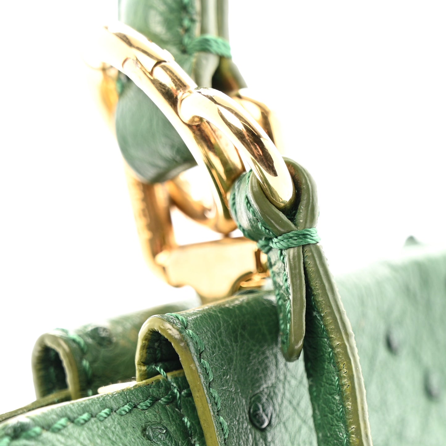 Ostrich Shiny Nappa Mini Peekaboo I SEE U Satchel Green