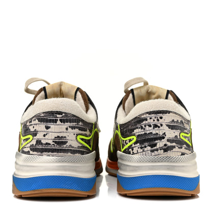 Gucci Suede Calfskin Tejus Printed Mens Ultrapace Sneakers 6 Natural Ardesia Neon Yellow 4 of 16