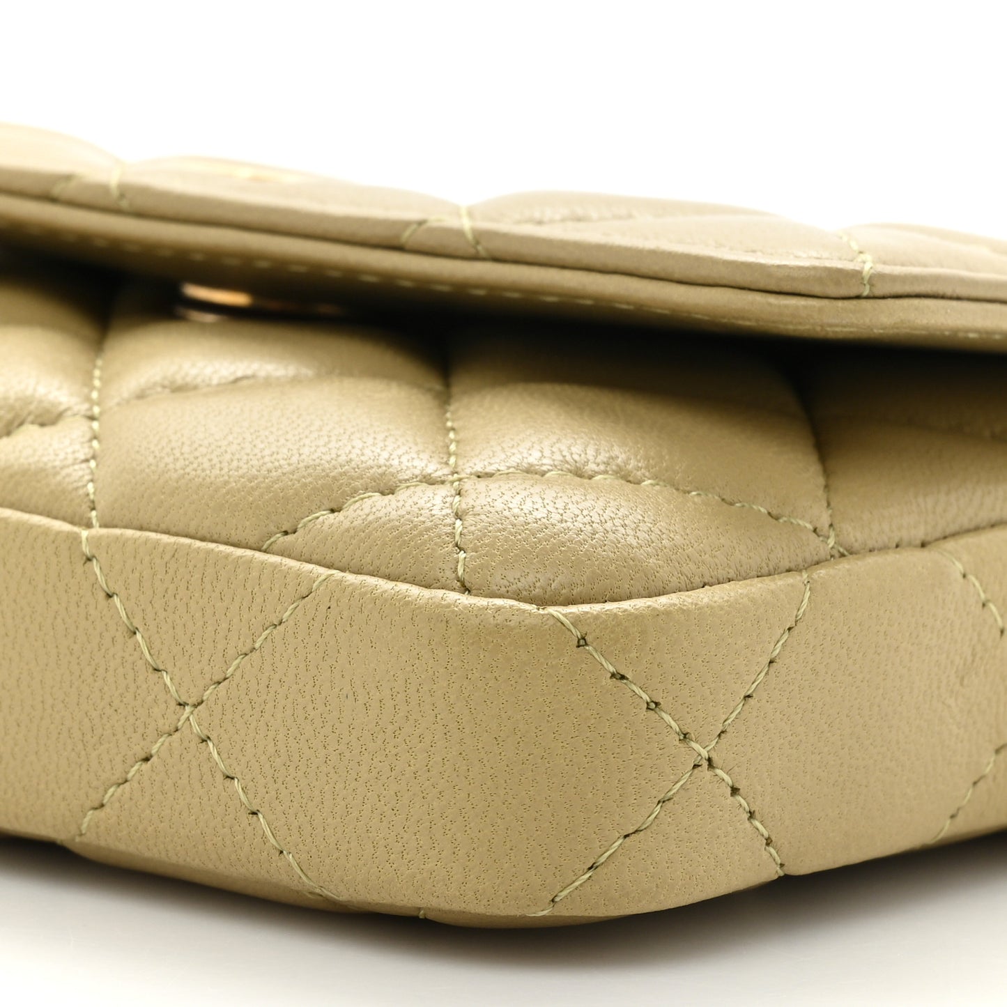 Lambskin Enamel Quilted Coco Hearts Clutch With Chain Light Green