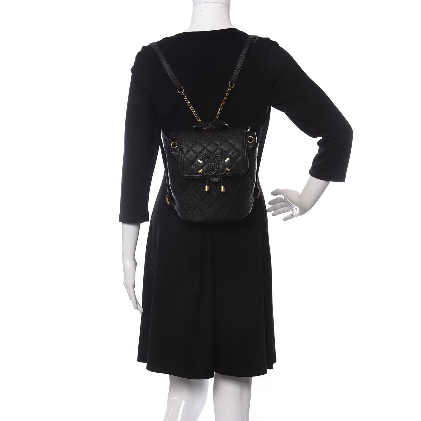 Caviar Quilted Small Filigree Backpack Black