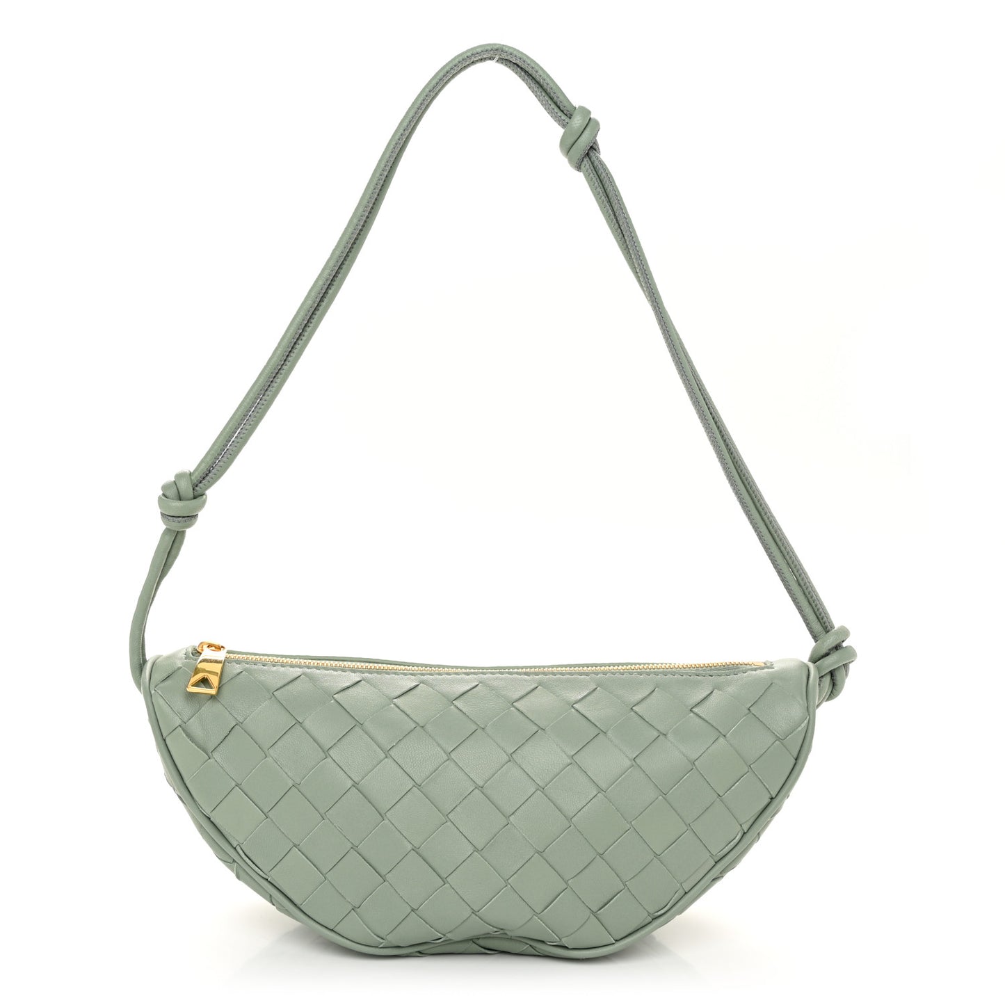 Nappa Intrecciato Half Moon Pouch On Strap Sauge