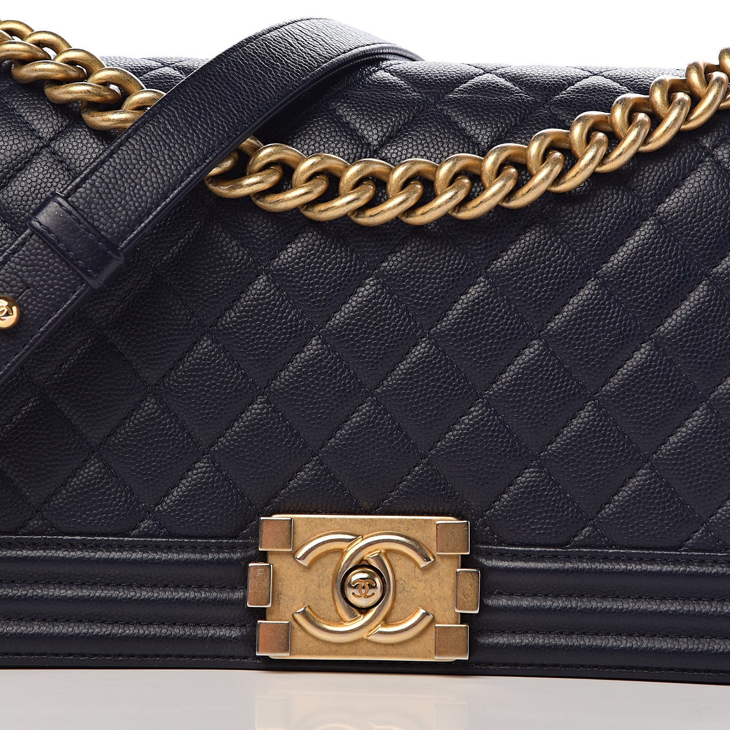 Chanel Caviar Quilted Medium Boy Flap Dark Blue 15 of 15