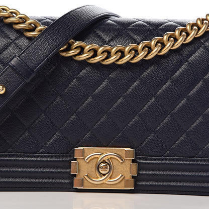 Chanel Caviar Quilted Medium Boy Flap Dark Blue 15 of 15