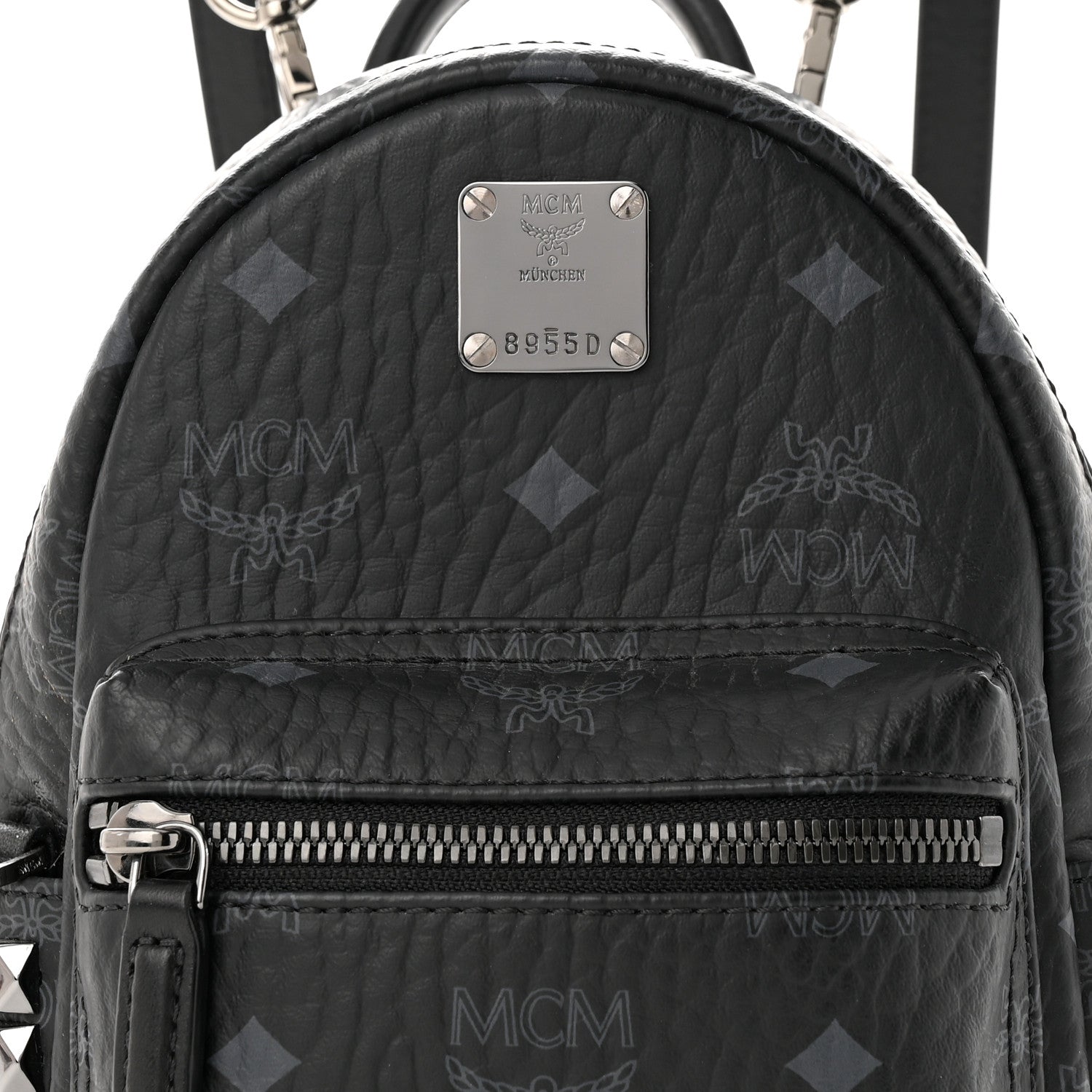 MCM Visetos Side Stud X-Mini Stark Bebe Boo Backpack Black 7 of 9