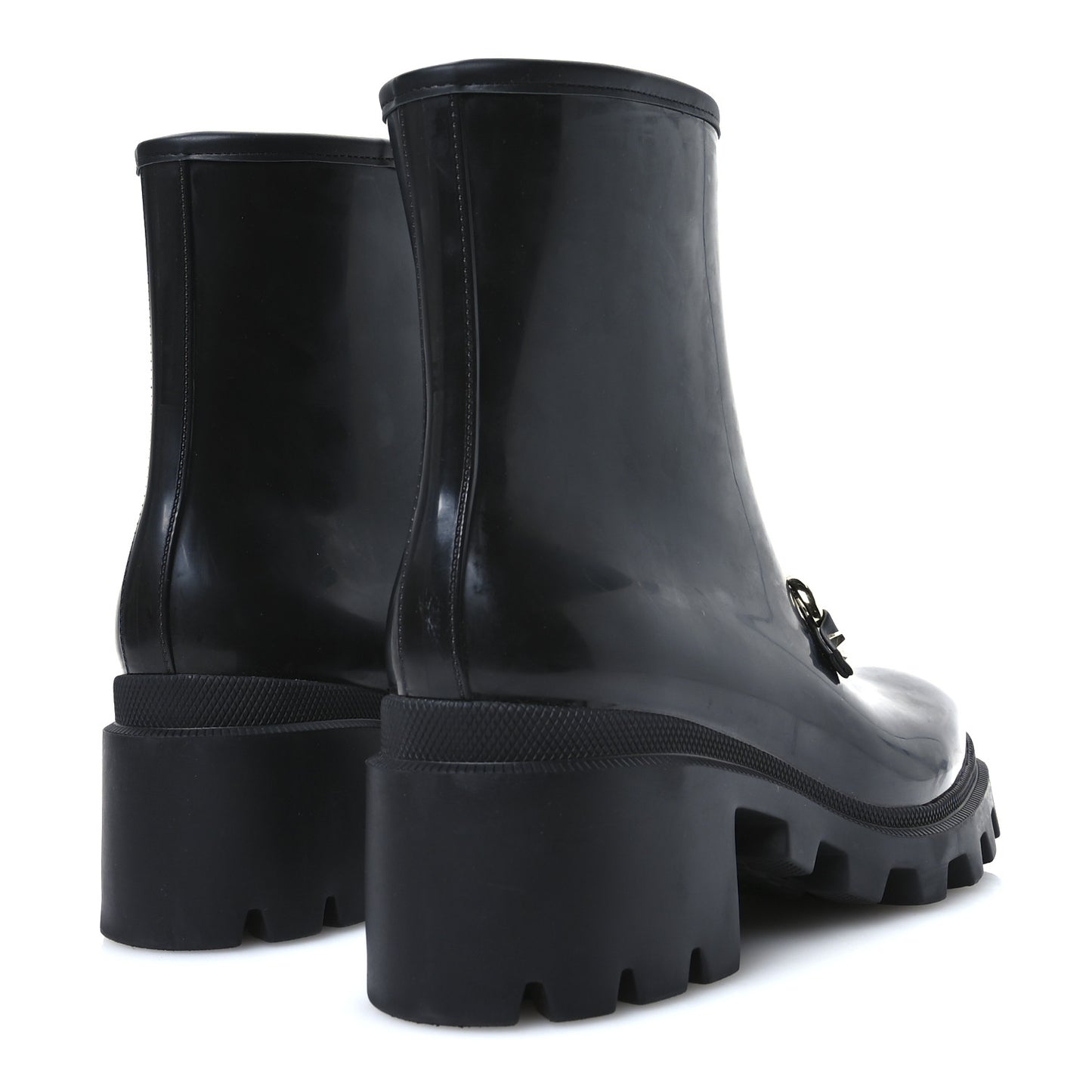 Rubber Womens Horsebit Ankle Boots 41 Black