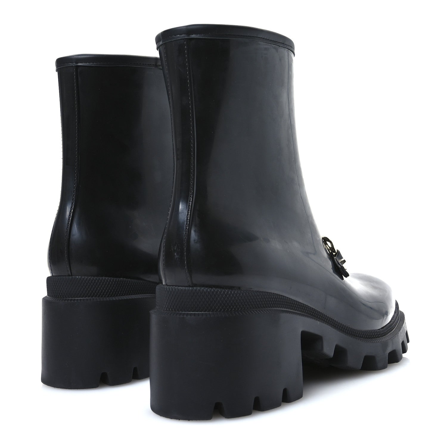 Gucci Rubber Womens Horsebit Ankle Boots 41 Black 5 of 8
