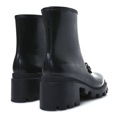 Gucci Rubber Womens Horsebit Ankle Boots 41 Black 5 of 8