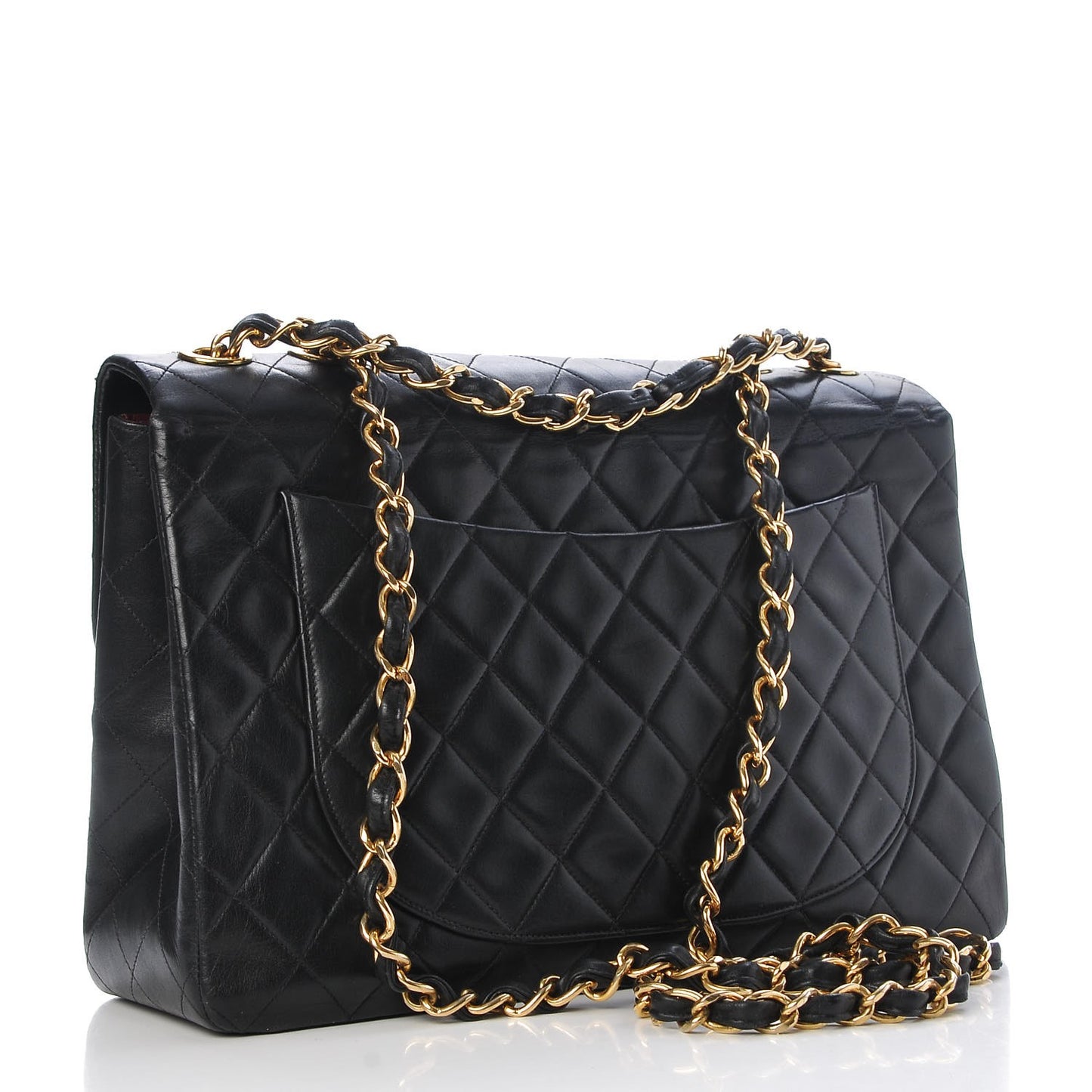 Lambskin Quilted XL Jumbo Single Flap Black