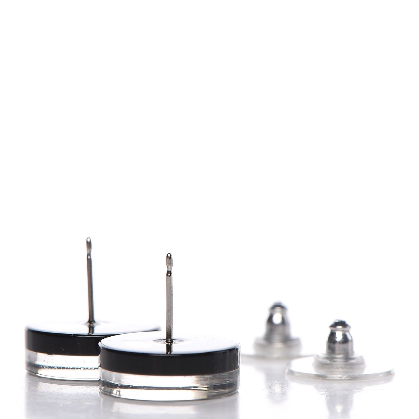 Resin Crystal CC Earrings Black