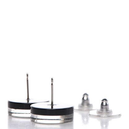 Chanel Resin Crystal CC Earrings Black 3 of 5