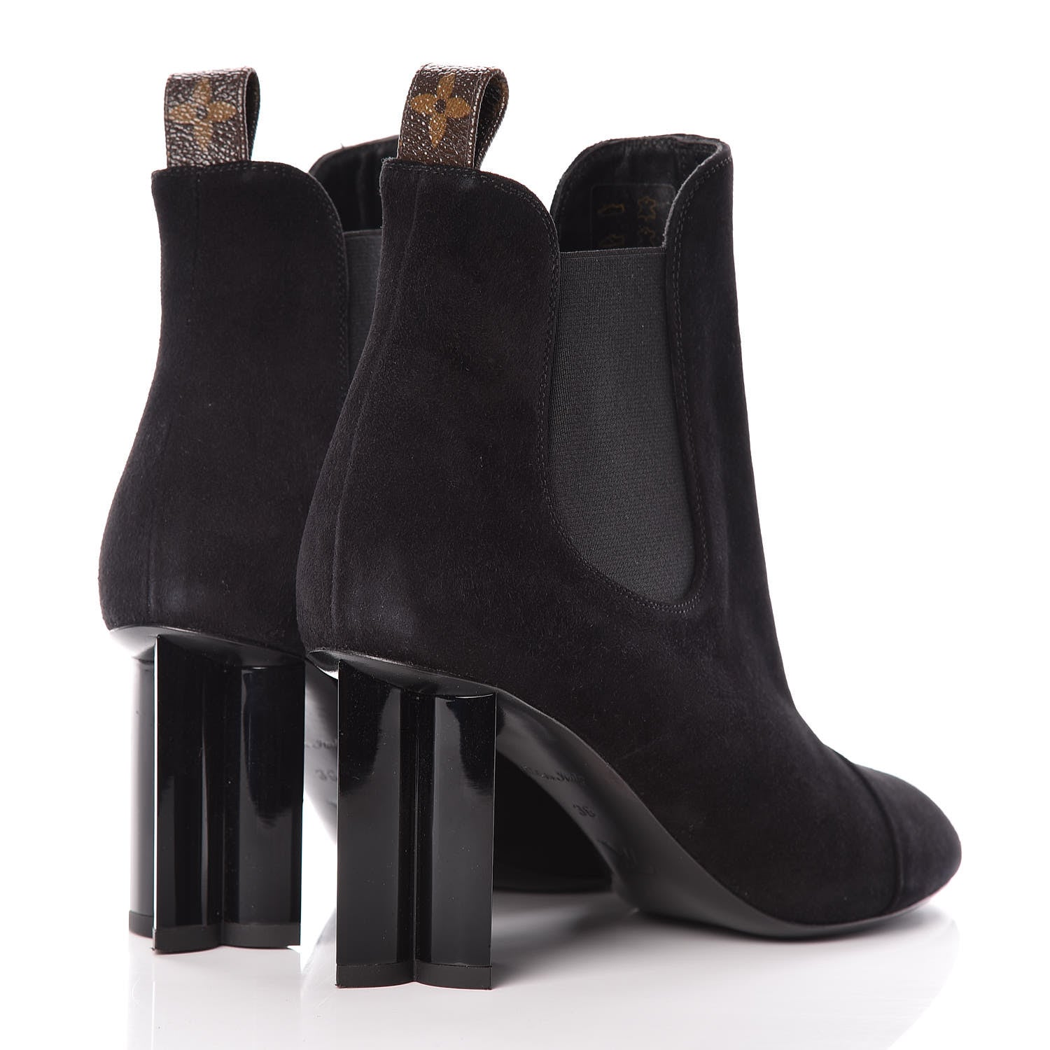 Louis Vuitton Suede Monogram Uniformes Cap Toe Chelsea 80mm Ankle Boots 36 Black 4 of 11