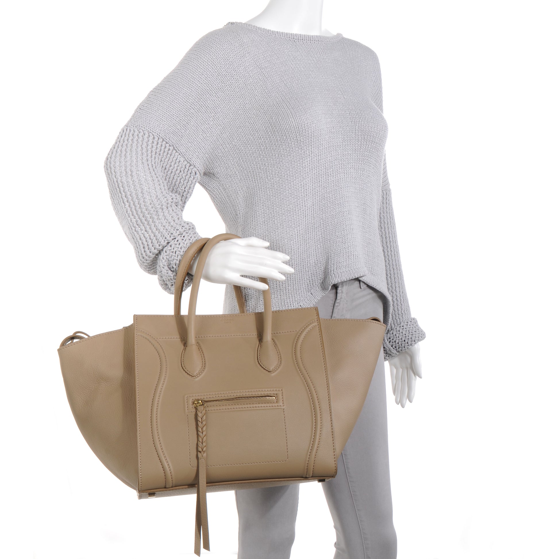 Celine Smooth Calfskin Medium Phantom Luggage Taupe 2 of 8