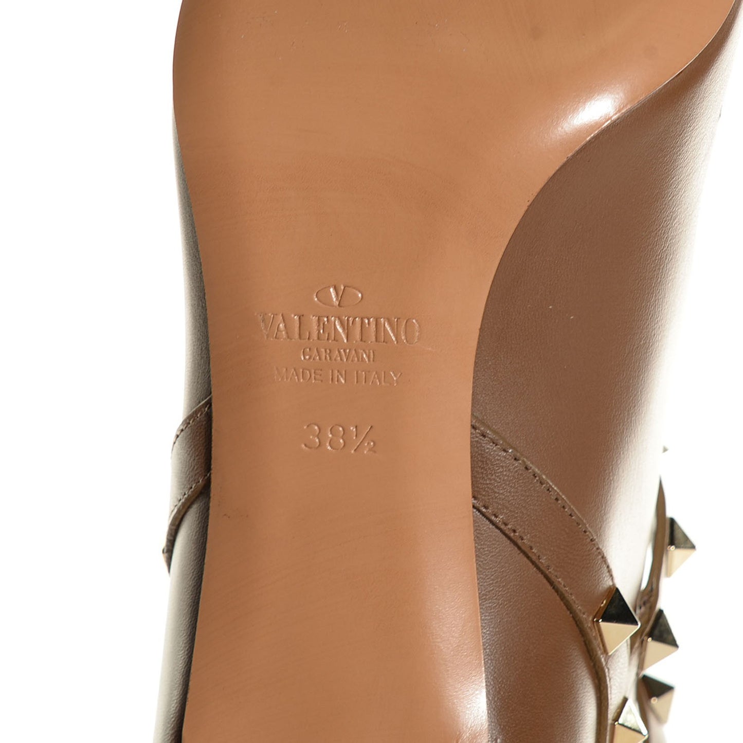Calfskin Rockstud Double Buckle 65mm Ankle Boots 38.5 Nocciola