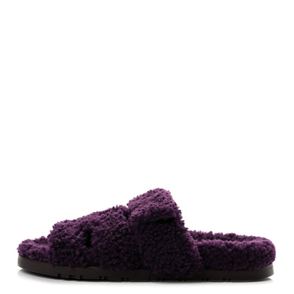 Hermes Woolskin Womens Chypre Sandals 36 Violet Fonce 1 of 9