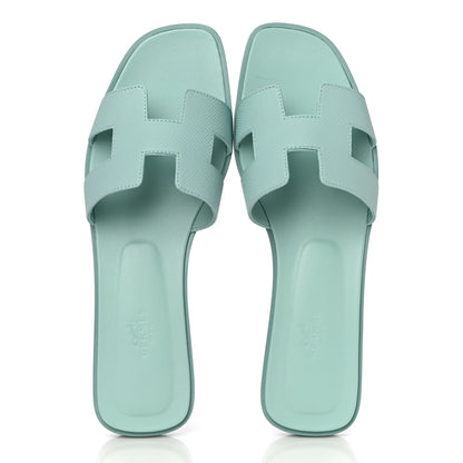 Hermes Epsom Oran Sandals 40 Vert Embrun 5 of 12