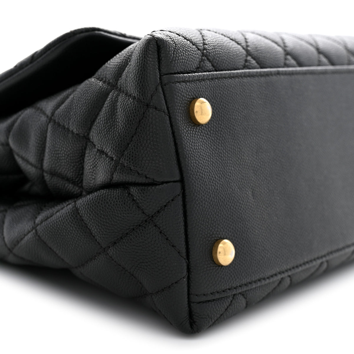 Caviar Quilted Small Coco Handle Flap Black