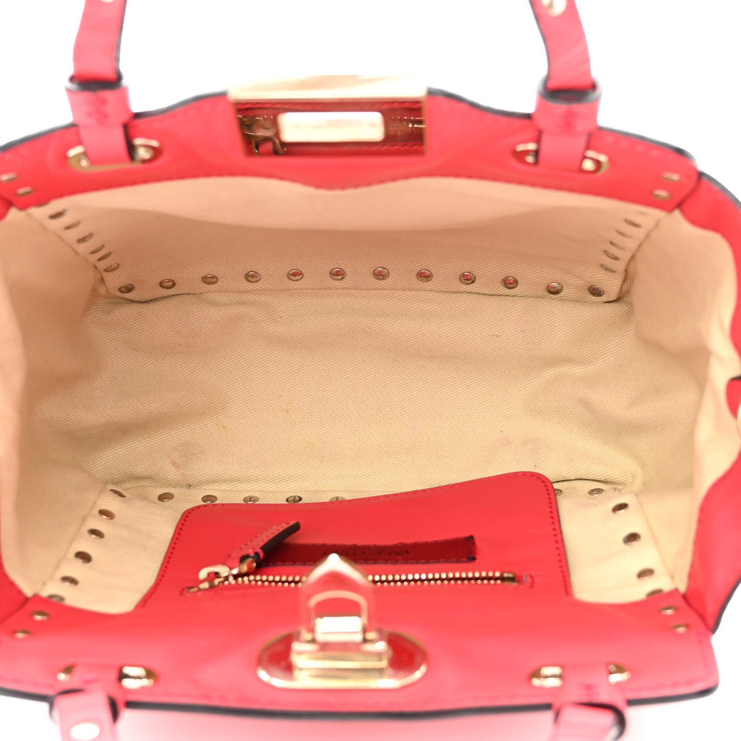 Vitello Mini Rockstud Tote Fragola