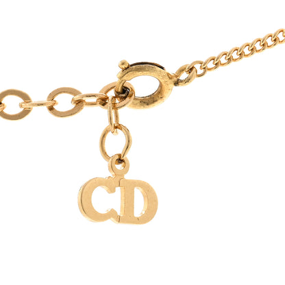 Christian Dior Metal CD Logo Oval Pendant Necklace Gold 5 of 5