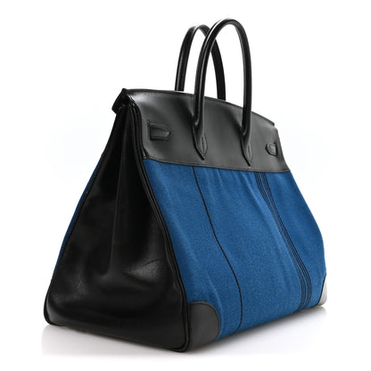 Hermes Toile Box Potamus Birkin 40 Blue Black 3 of 10