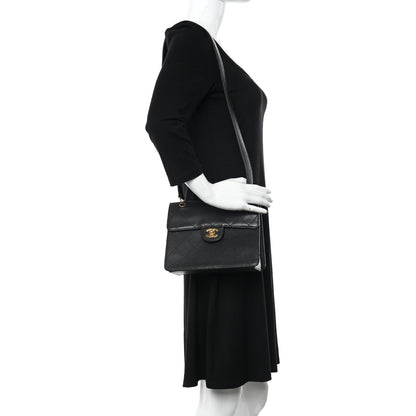 Chanel Caviar Diamond Stitched Square Flap Shoulder Bag Black 2 of 10