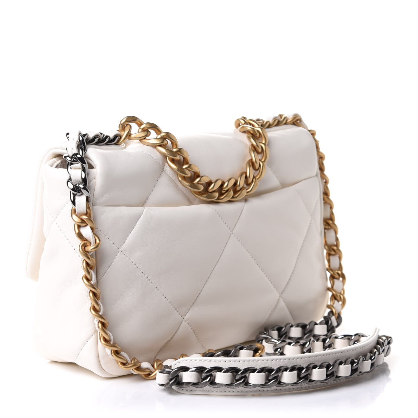 Lambskin Quilted Medium Chanel 19 Flap White
