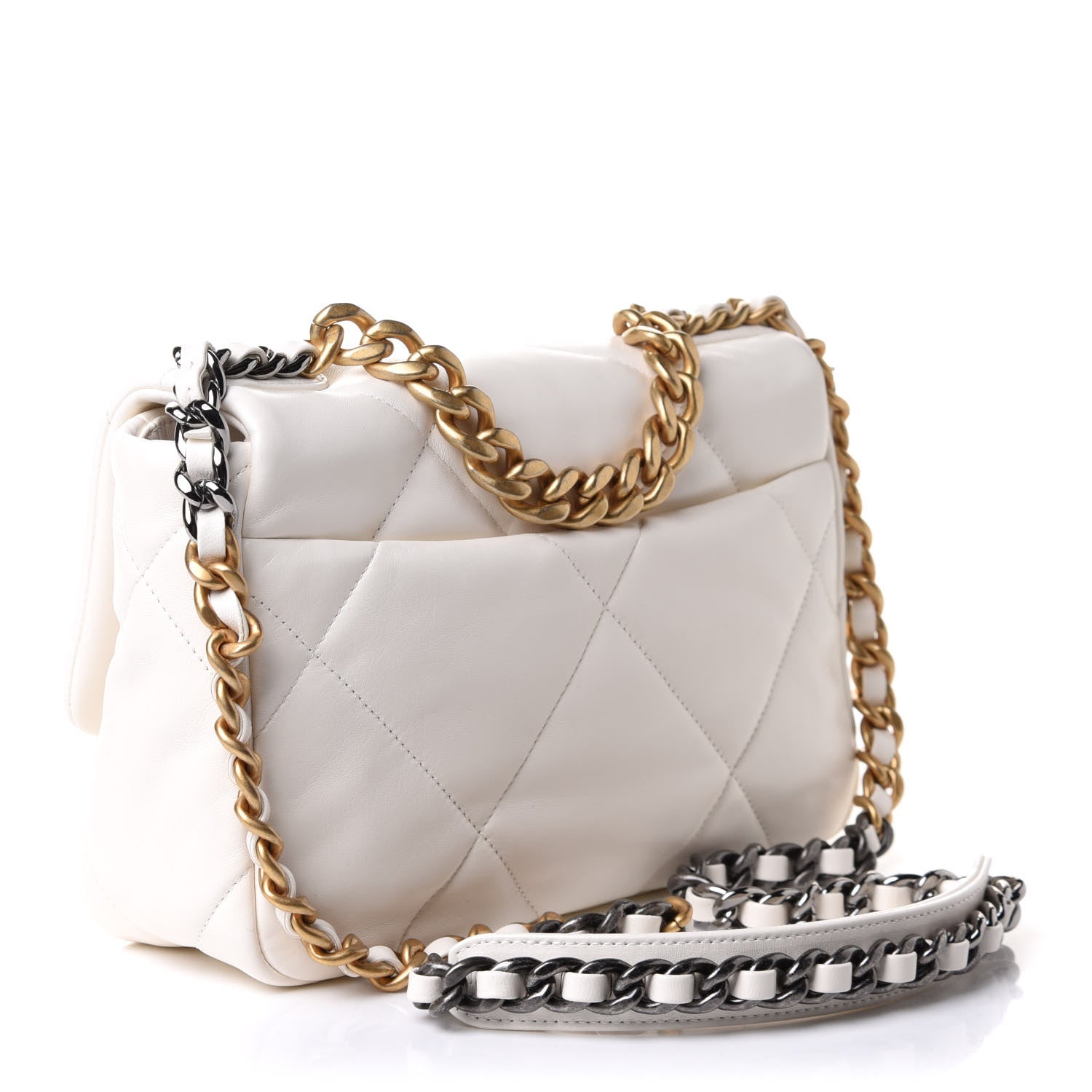 Chanel Lambskin Quilted Medium Chanel 19 Flap White 4 of 10