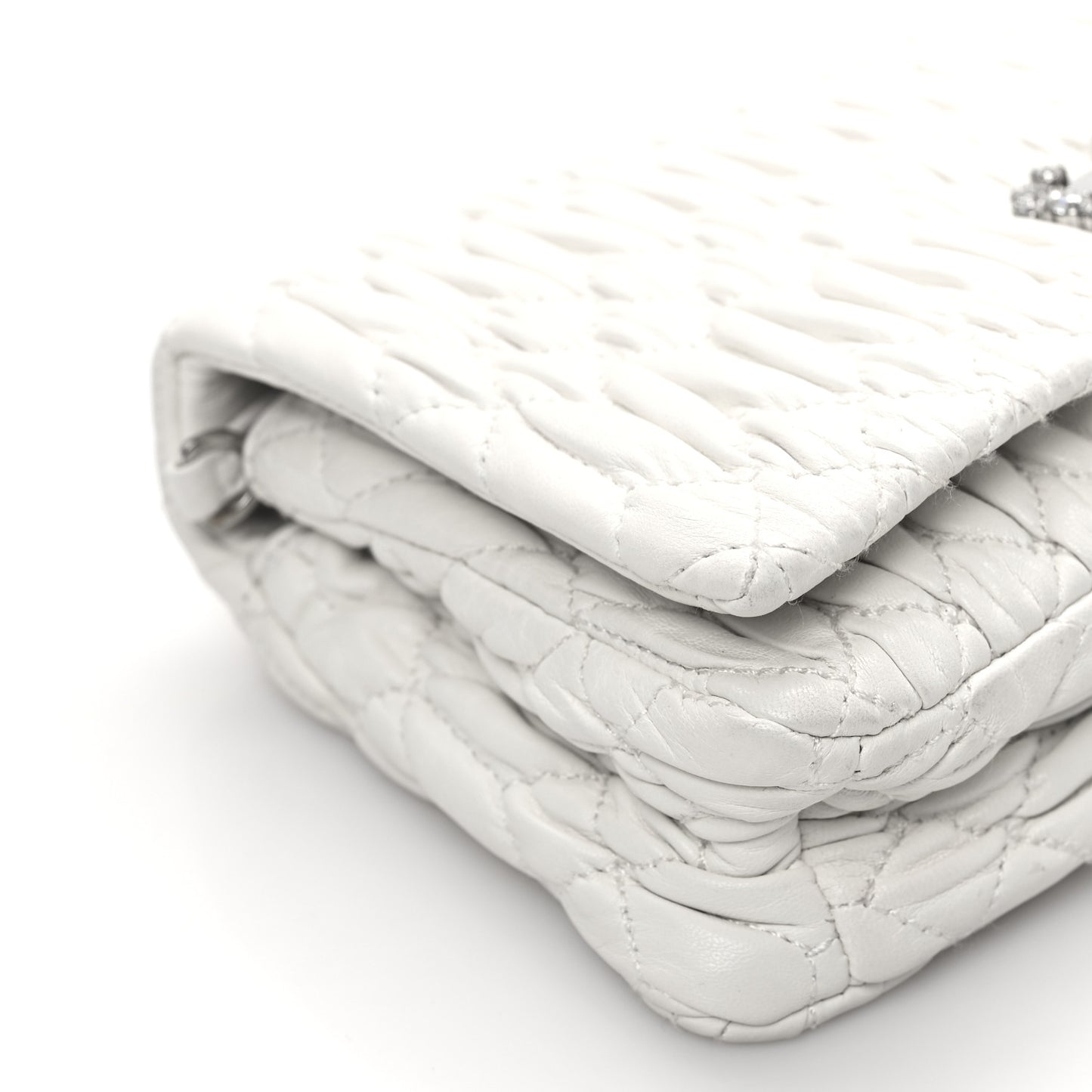 Nappa Matelasse Crystal Flap Clutch White