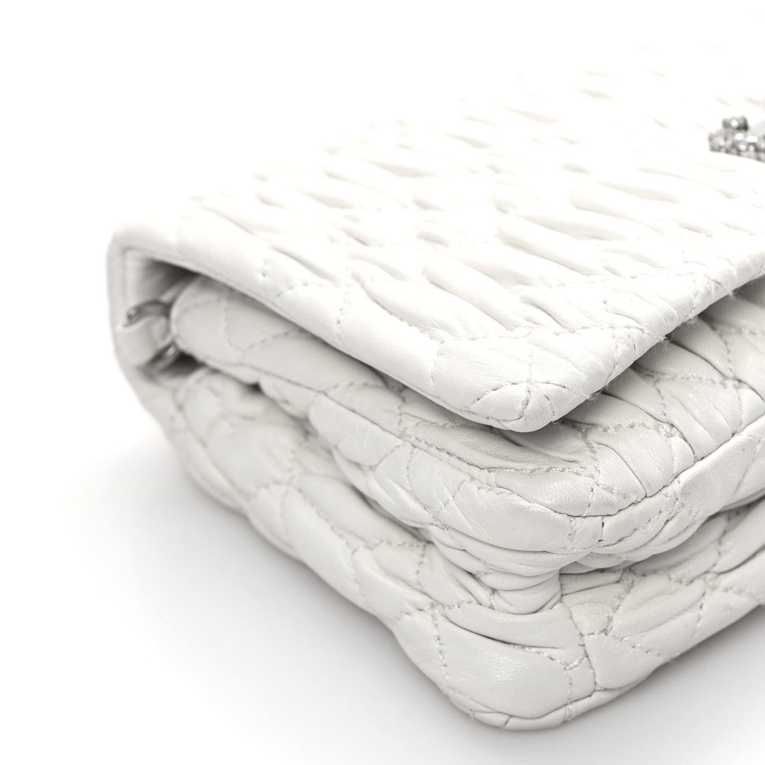 Miu Miu Nappa Matelasse Crystal Flap Clutch White 9 of 11