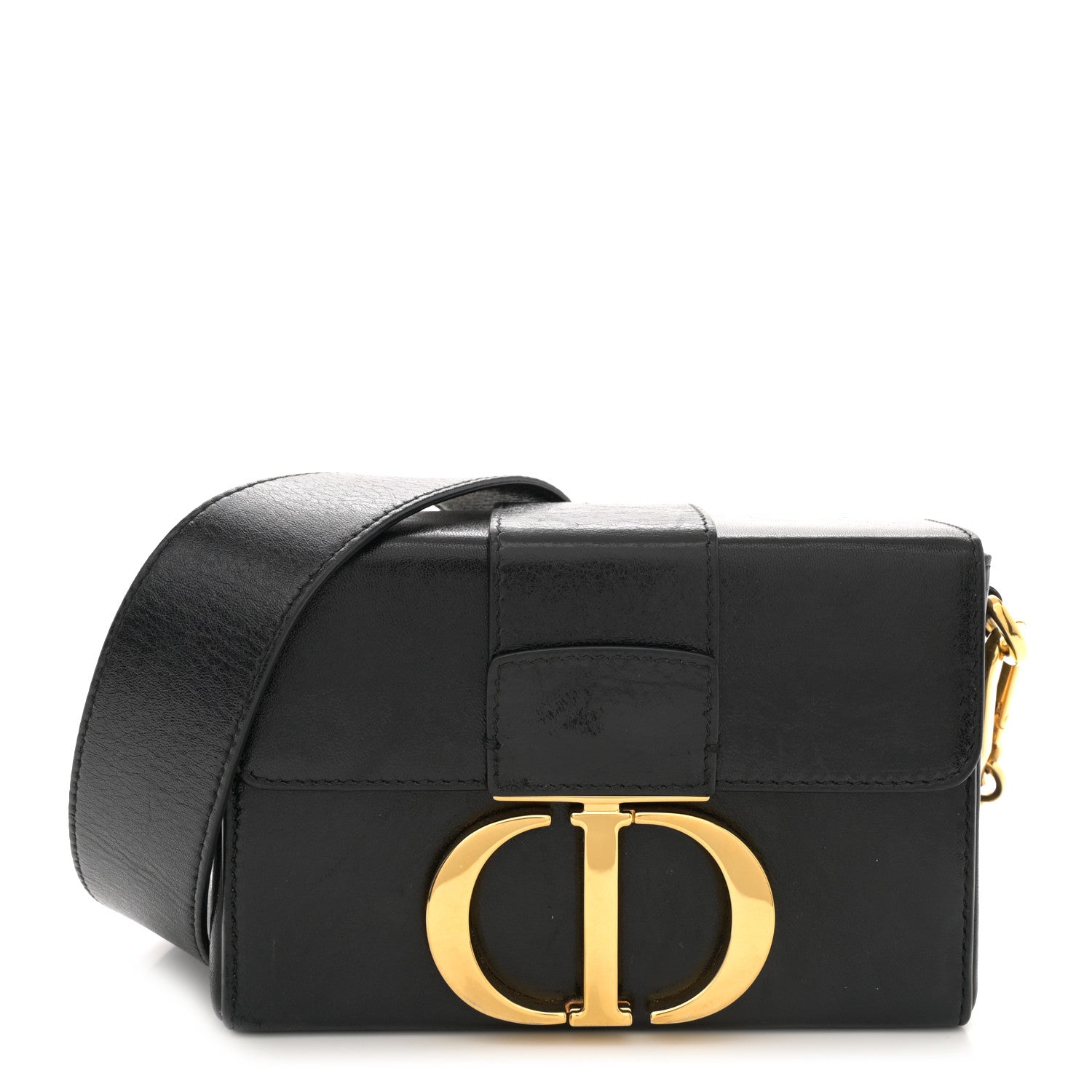 Christian Dior Crackled Lambskin 30 Montaigne Box Bag Black 1 of 14