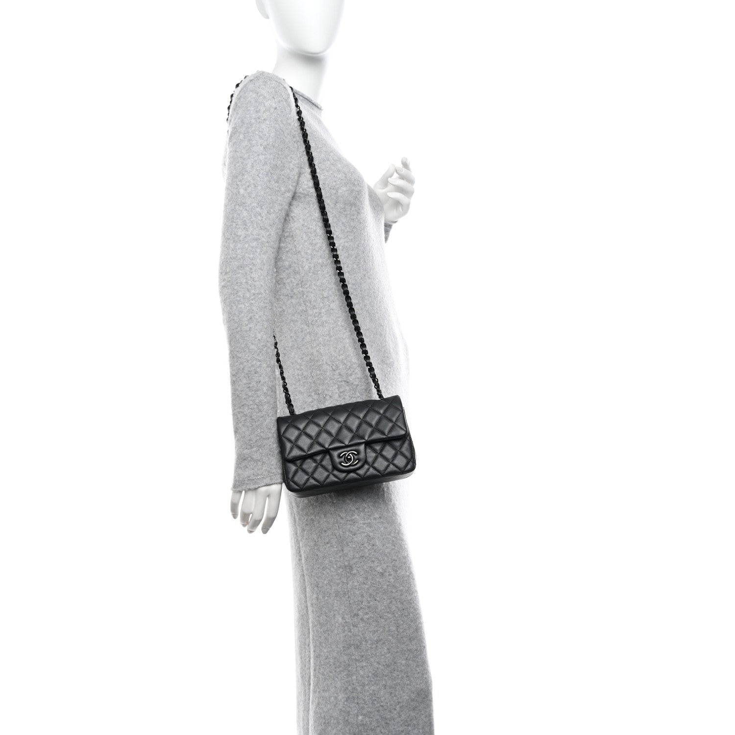 Chanel Lambskin Quilted Mini Rectangular Flap So Black 2 of 11