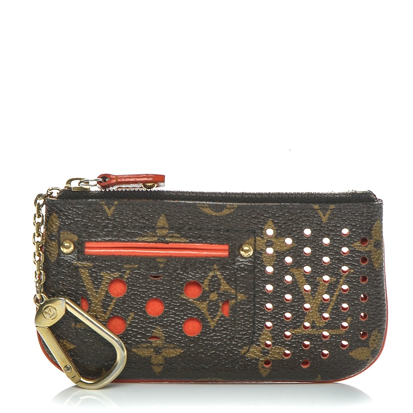 Monogram Perforated Key Pouch Orange
