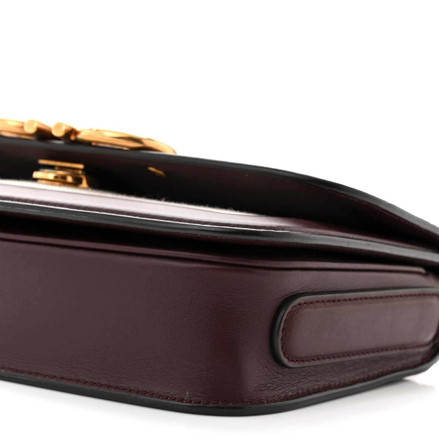 Calfskin Canvas Small Trapezio Crossbody Burgundy