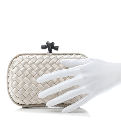 Bottega Veneta Satin Intreccio Impero Knot Clutch Ivory 2 of 7