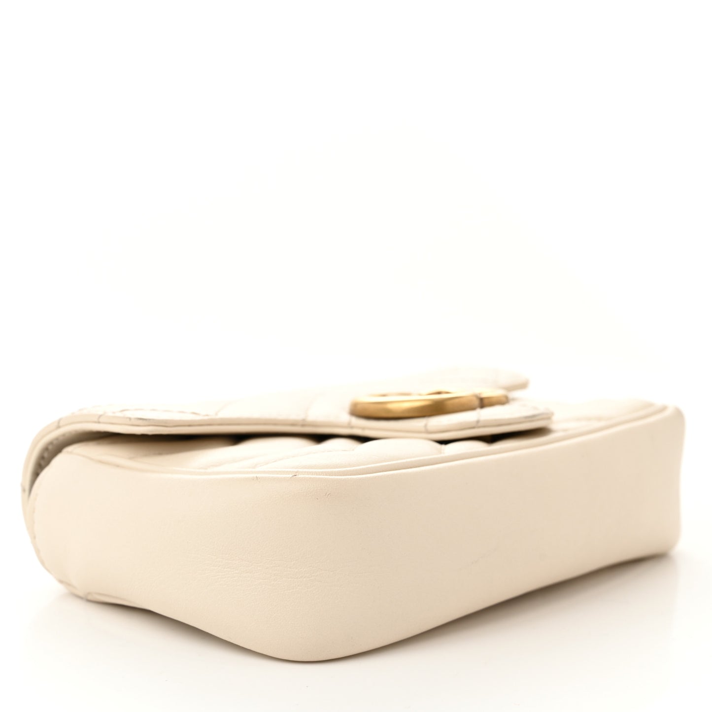 Calfskin Matelasse Super Mini GG Marmont Shoulder Bag White