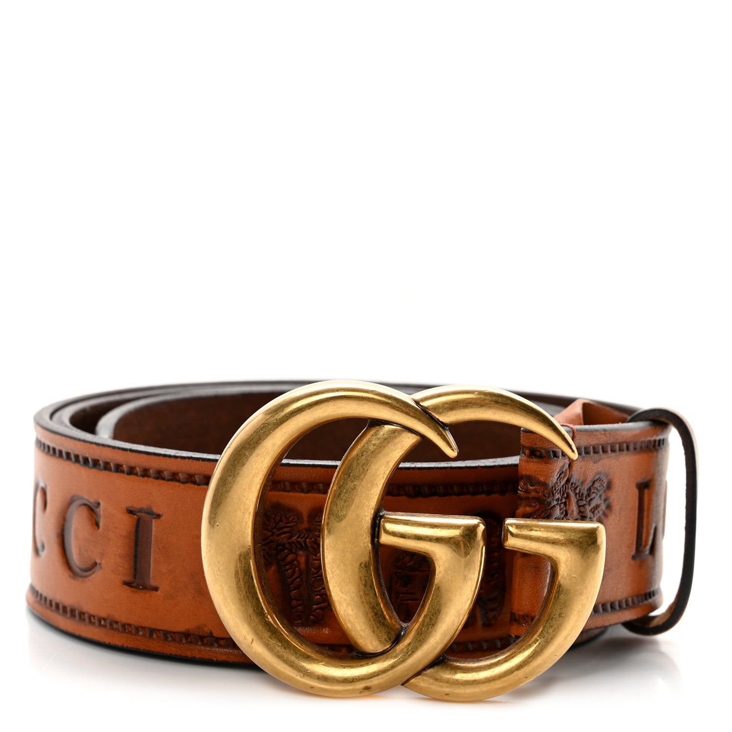 Gucci Calfskin Gucci Loved Embossed Double G 40mm Belt 90 36 Cuoio 1 of 5