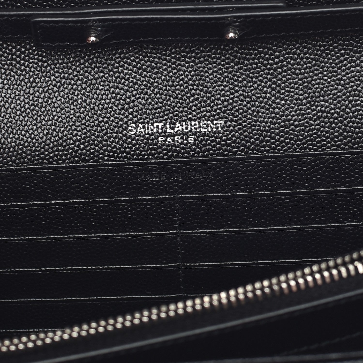 Saint Laurent Grain De Poudre Matelasse Chevron Medium Monogram Chain Wallet Black 6 of 8
