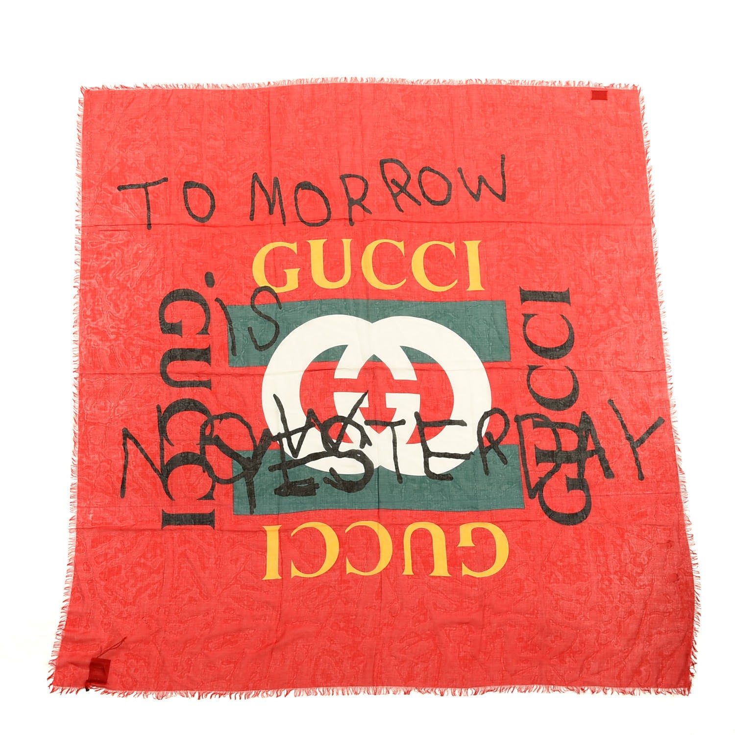 Gucci Modal Silk Coco Capitan Logo Square Scarf Flame 1 of 3
