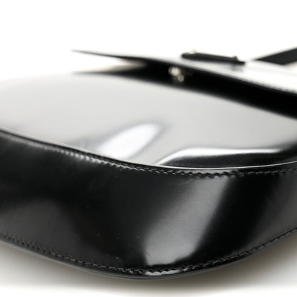 Prada Spazzolato Cleo Flap Shoulder Bag Black 10 of 11